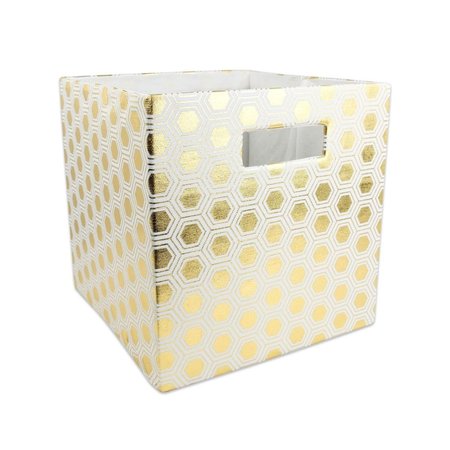 CONVENIENCE CONCEPTS 13 in x 13 in x 13 in Honeycomb Square Polyester Storage Cube, Gold HI2567888